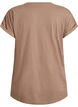 T-shirt met korte mouwen van katoenmix, Bruin, Packshot image number 1