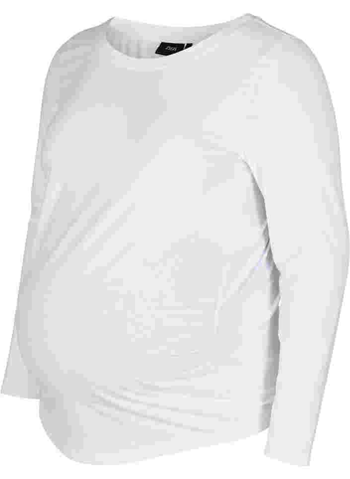 Basic zwangerschapstop met lange mouwen , White, Packshot image number 0