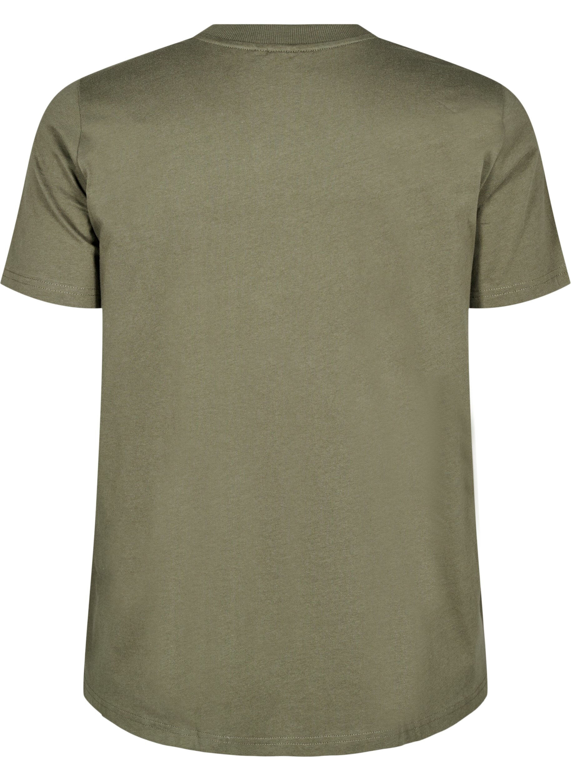 ZizziT-shirt basique en coton &agrave; col rond, Vert fonc&eacute;, Packshot image number 1