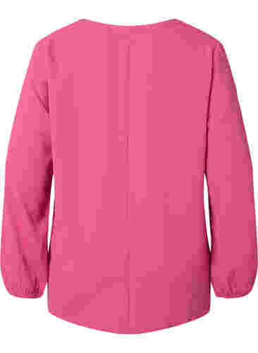 Haut de couleur unie avec col en V, Shocking Pink, Packshot image number 1