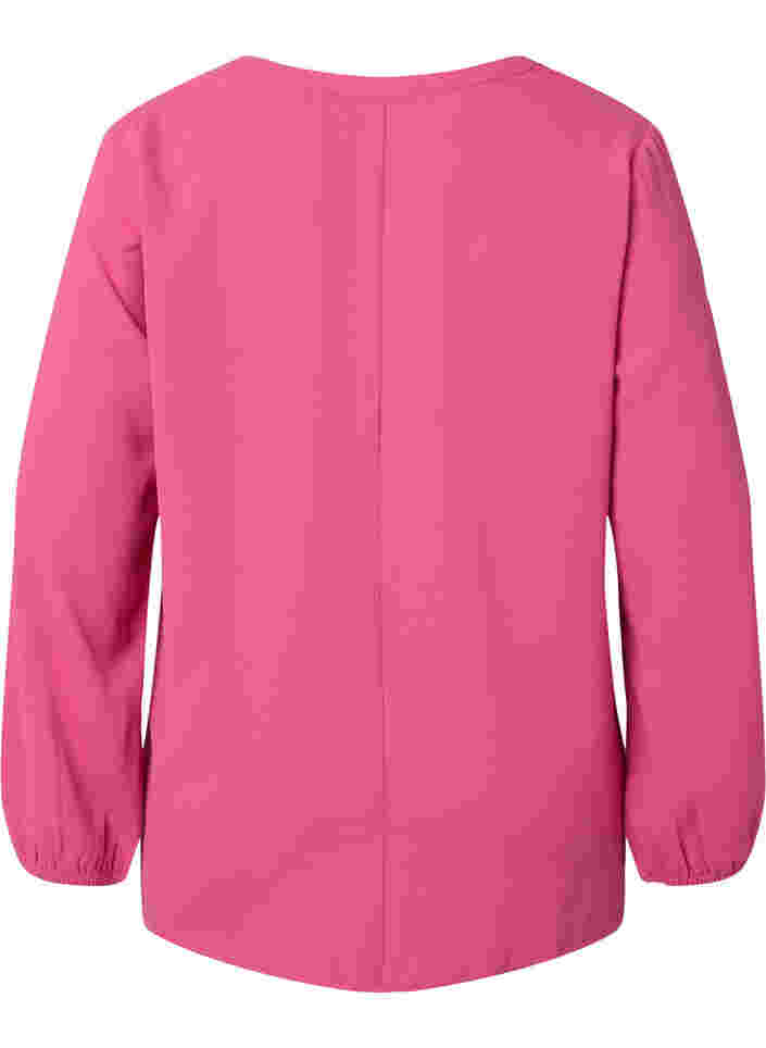 Haut de couleur unie avec col en V, Shocking Pink, Packshot image number 1