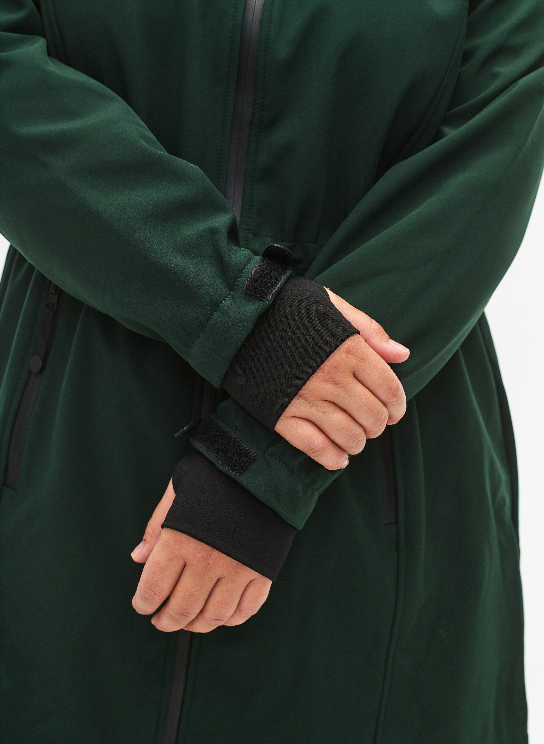 ZizziSoftshell jack met afneembare capuchon, Groen, Model image number 3