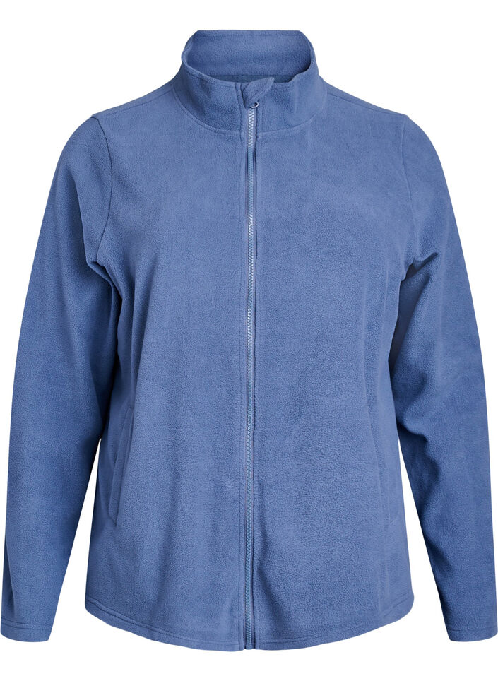 Fleecetop met ritssluiting en hoge kraag, Blauw, Packshot image number 0