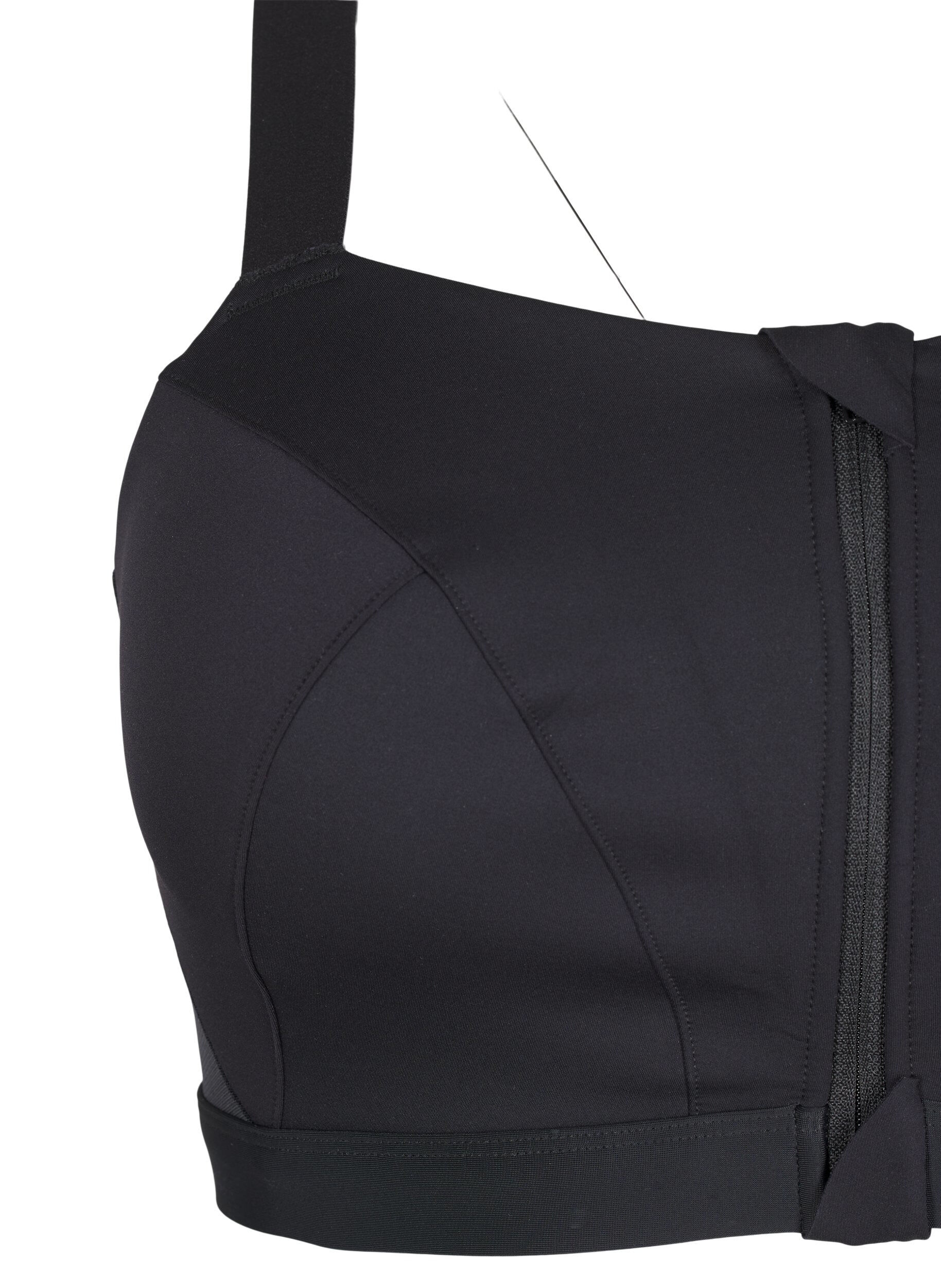 ZizziSportbeha met sluiting aan de voorkant en goede ondersteuning, Zwart, Packshot image number 3
