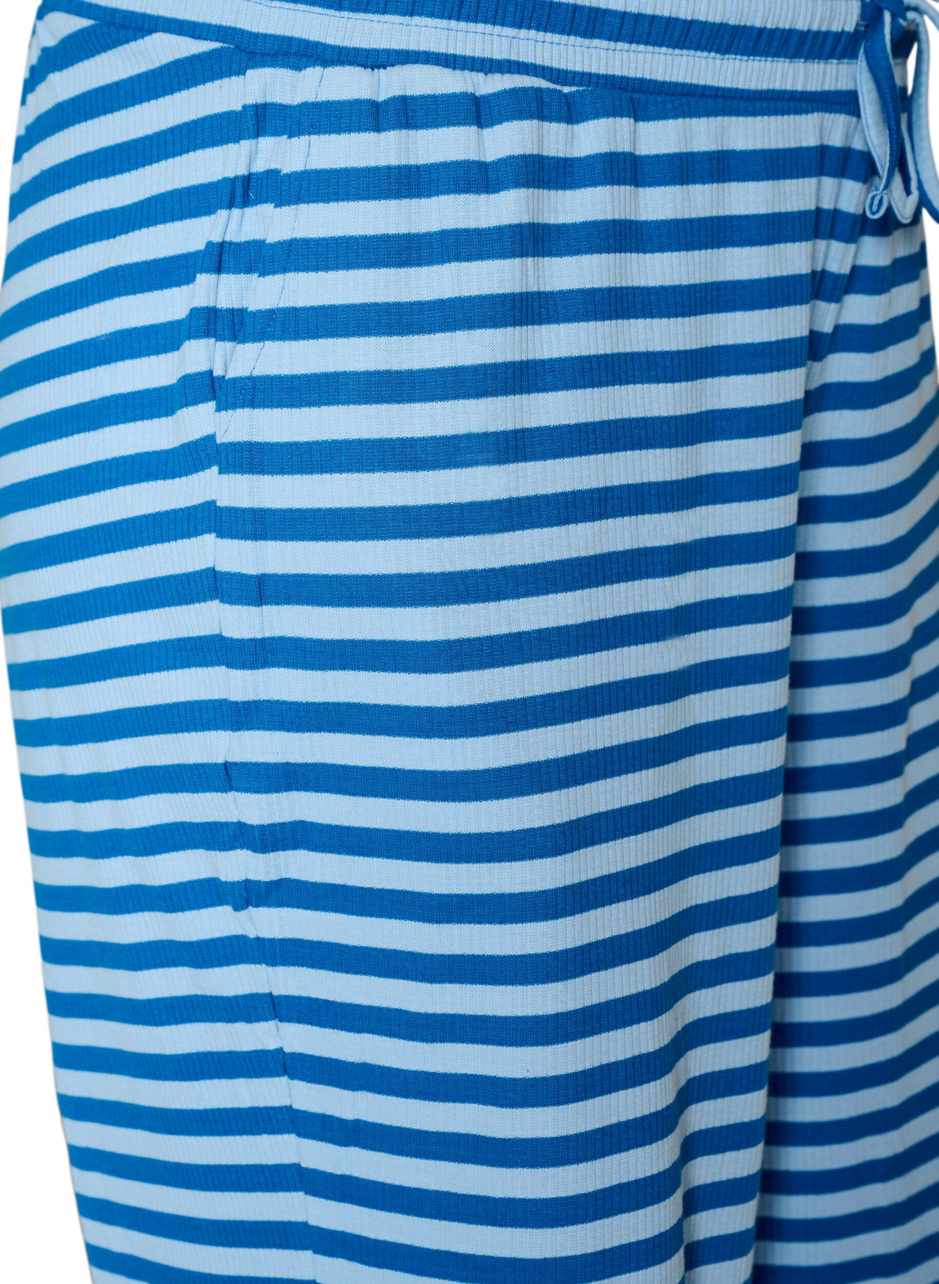 ZizziGestreepte pyjamabroek met een high waist en wijde pijpen, Blauw, Packshot image number 2