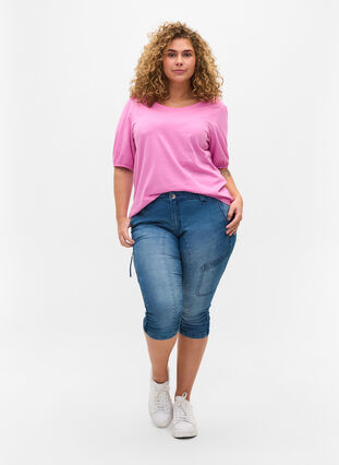 T-shirt ample à manches mi-longues, Cyclamen, Model image number 2