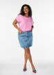 T-shirt met korte mouwen van katoenmix, Roze, Model image number 1
