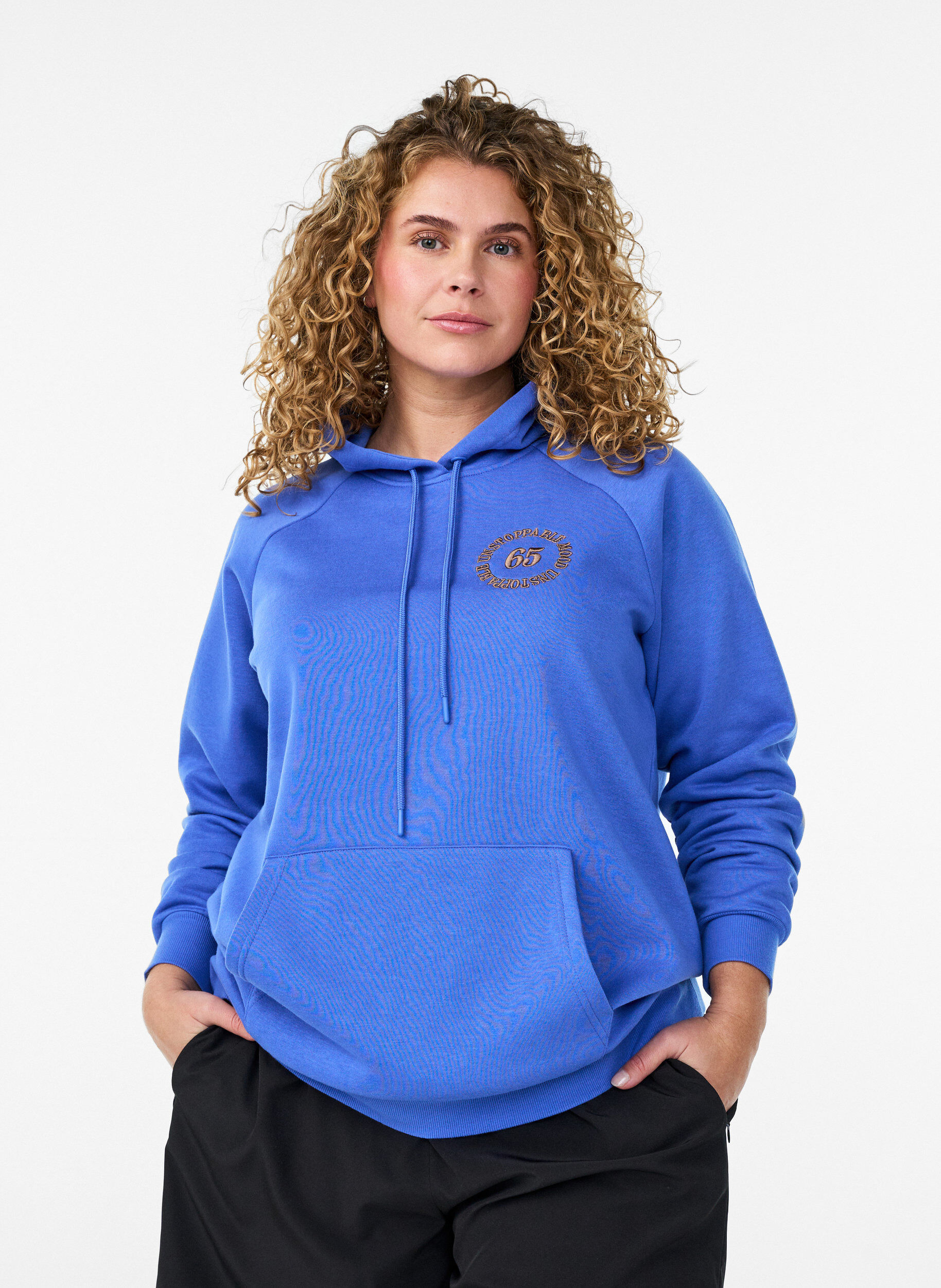 Hoodie met geborduurd frontmotief, Blauw, Model