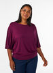 Jersey blouse met halflange ballonmouwen, Paars, Model image number 0