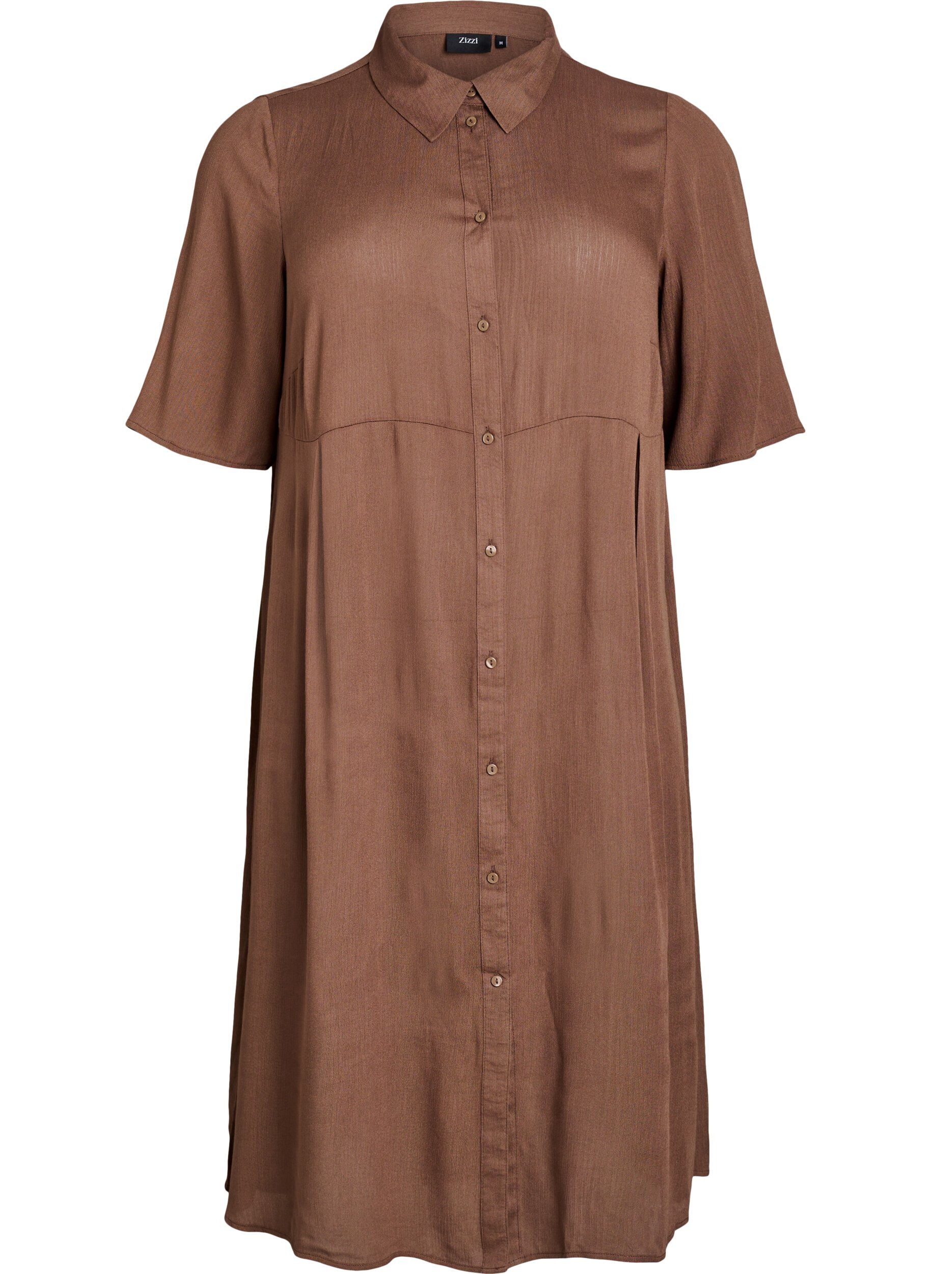 Zizzi Robe chemise mi-longue &agrave; manches courtes, Rain Drum, Packshot image number 0