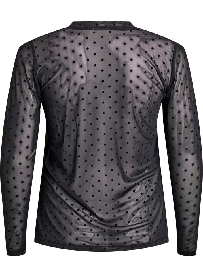 Blouse en maille à pois, Noir, Packshot image number 1