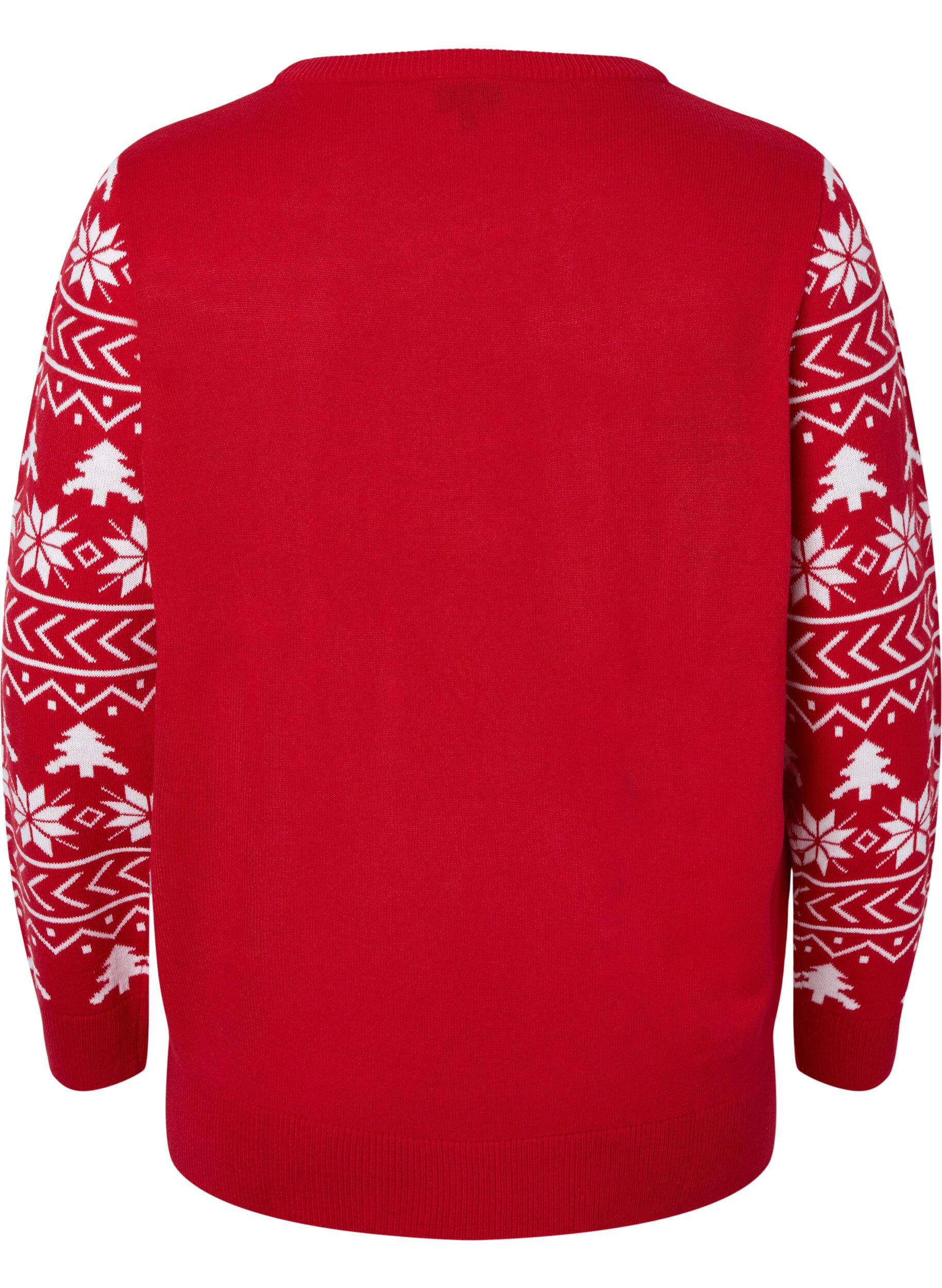 Zizzi Pull avec motif de No&euml;l, Tango Red, Packshot image number 1