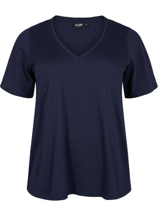 FLASH - T-shirts 2-pack à col en V, Navy Blazer/Black, Packshot image number 2