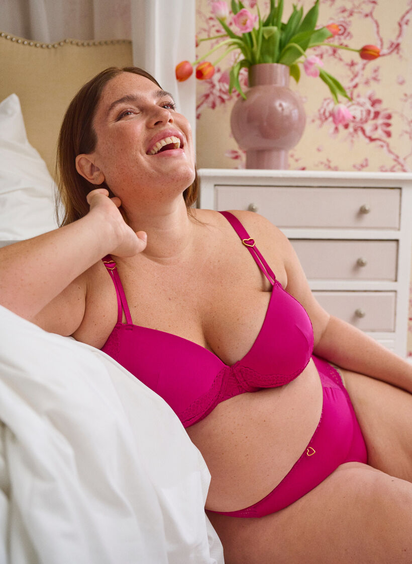 Slip brésilien en microfibre avec dentelle, Boysenberry, Image image number 0