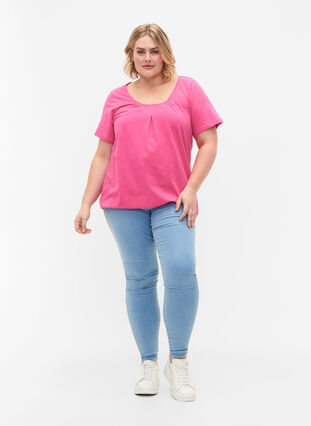 T-shirt en coton à manches courtes, Shocking Pink, Model image number 2