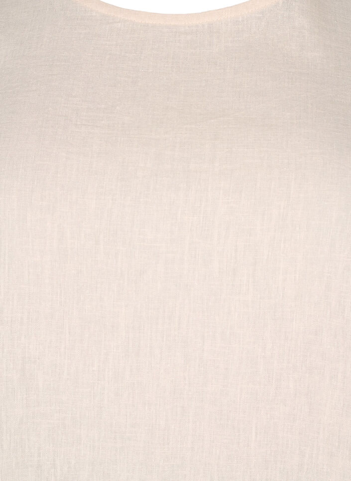 Blouse à manches courtes en mélange de coton et lin avec détail lacé, Sandshell, Packshot image number 2