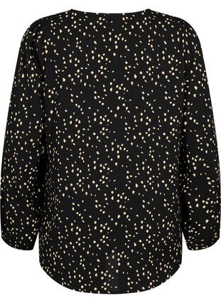 Shirtblouse met V-hals en print, Black Dot AOP, Packshot image number 1