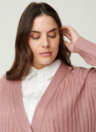 Losse blouse kraag met kant, Bright White, Model image number 0