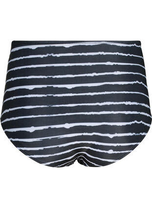Gestreept bikinibroekje met hoge taille, Black White Stripe, Packshot image number 1