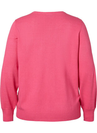 Pull en tricot de couleur unie avec nervures, Hot Pink Mel., Packshot image number 1