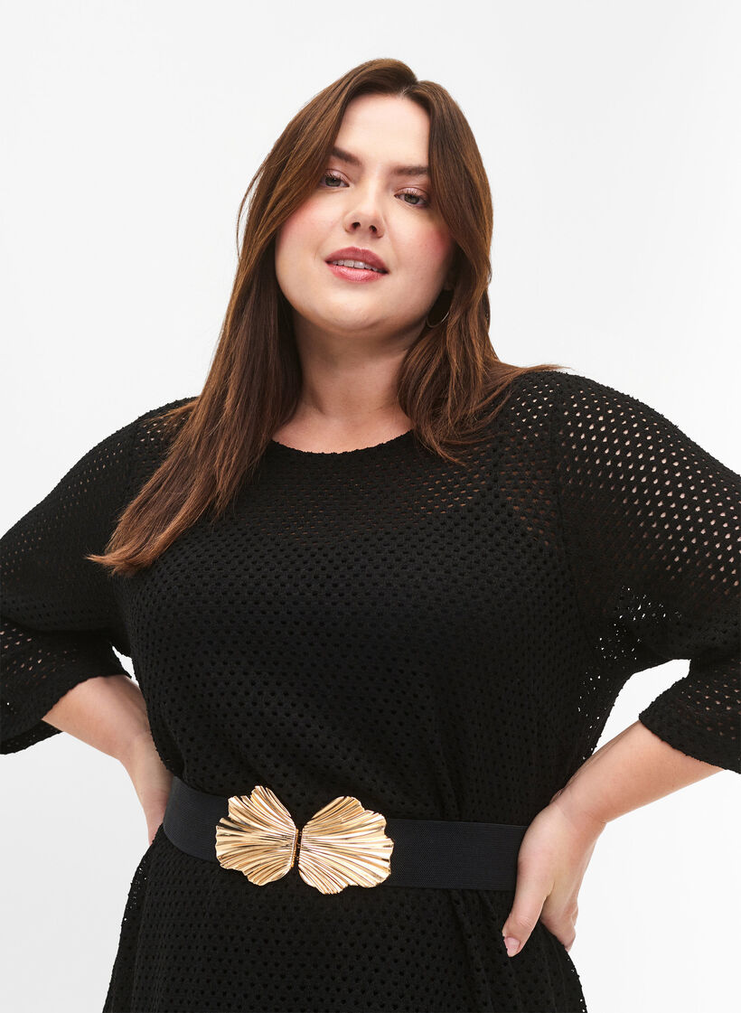 Rekbare tailleband met goudkleurige gesp, Black, Model image number 0