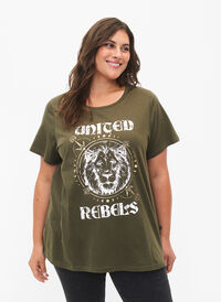 T-shirt en coton biologique avec motif, Forest Night/United, Model