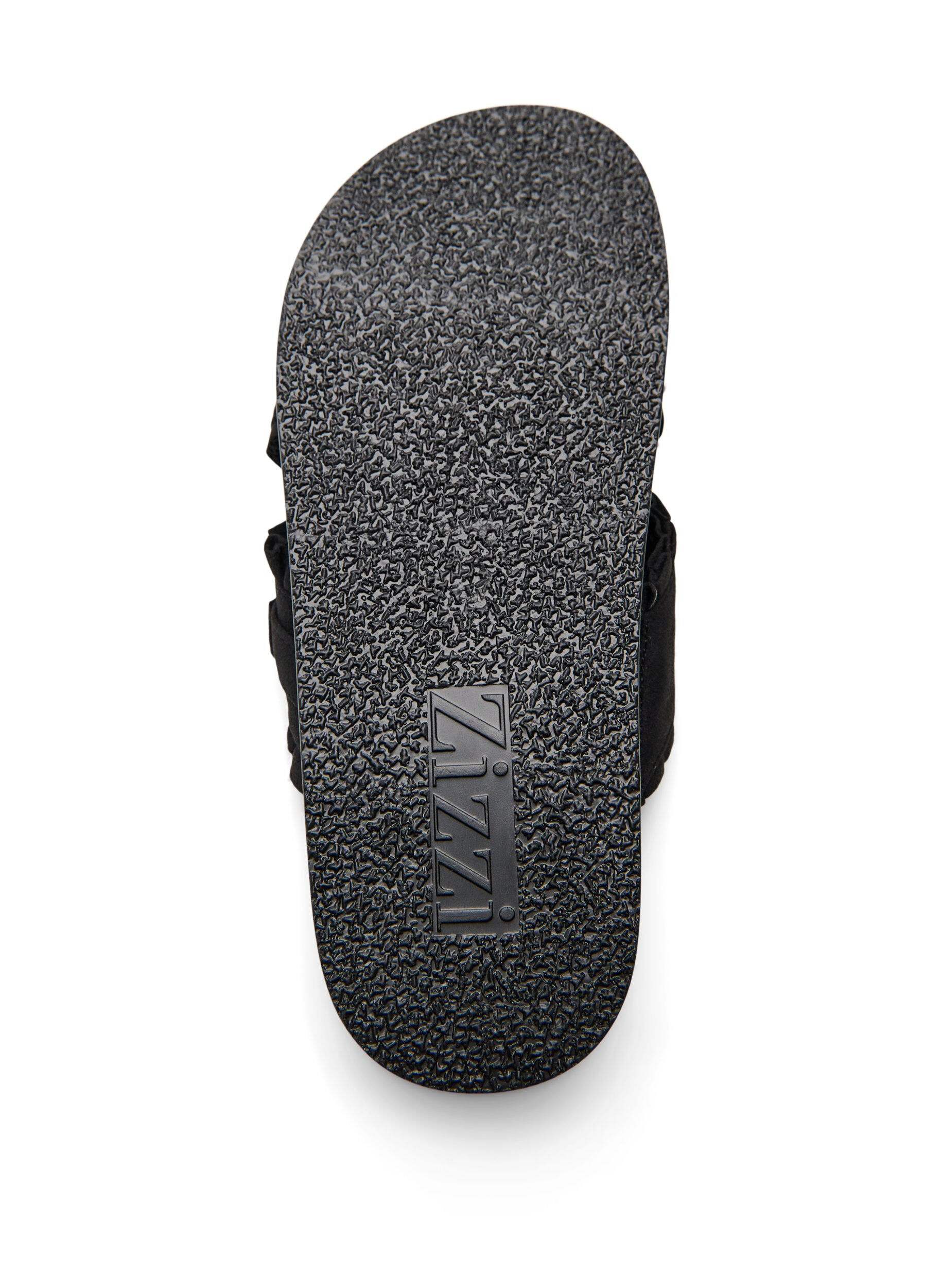 Zizzi Large - Sandale &agrave; brides crois&eacute;es et bords volant&eacute;s, Noir, Packshot image number 4