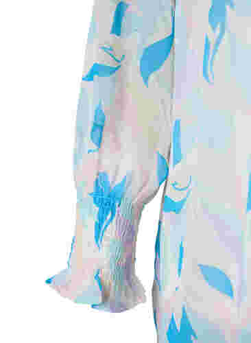 Blouse à fleurs à manches longues et col en V, White/Pastel Leaf, Packshot image number 3