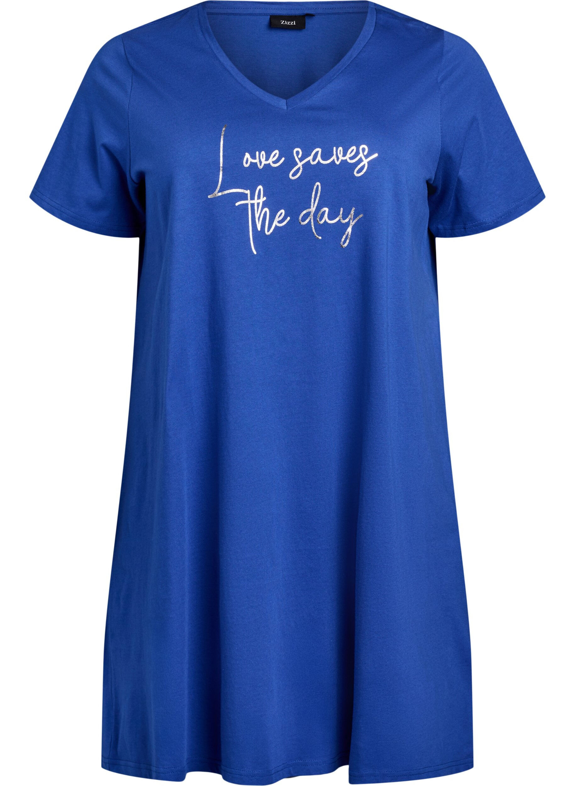 Nachtjapon van biologisch katoen met V-hals