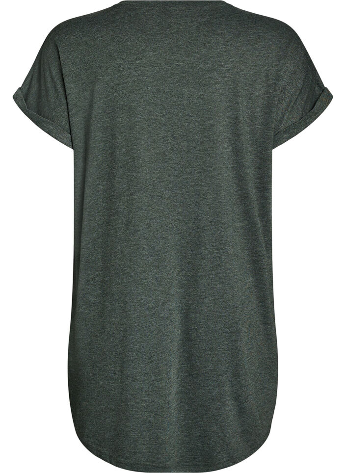 Nachtjapon met korte mouwen en tekstopdruk, Groen, Packshot image number 1