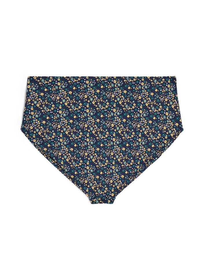 Bikinibroekje met print en hoge taille, Groen, Packshot image number 1