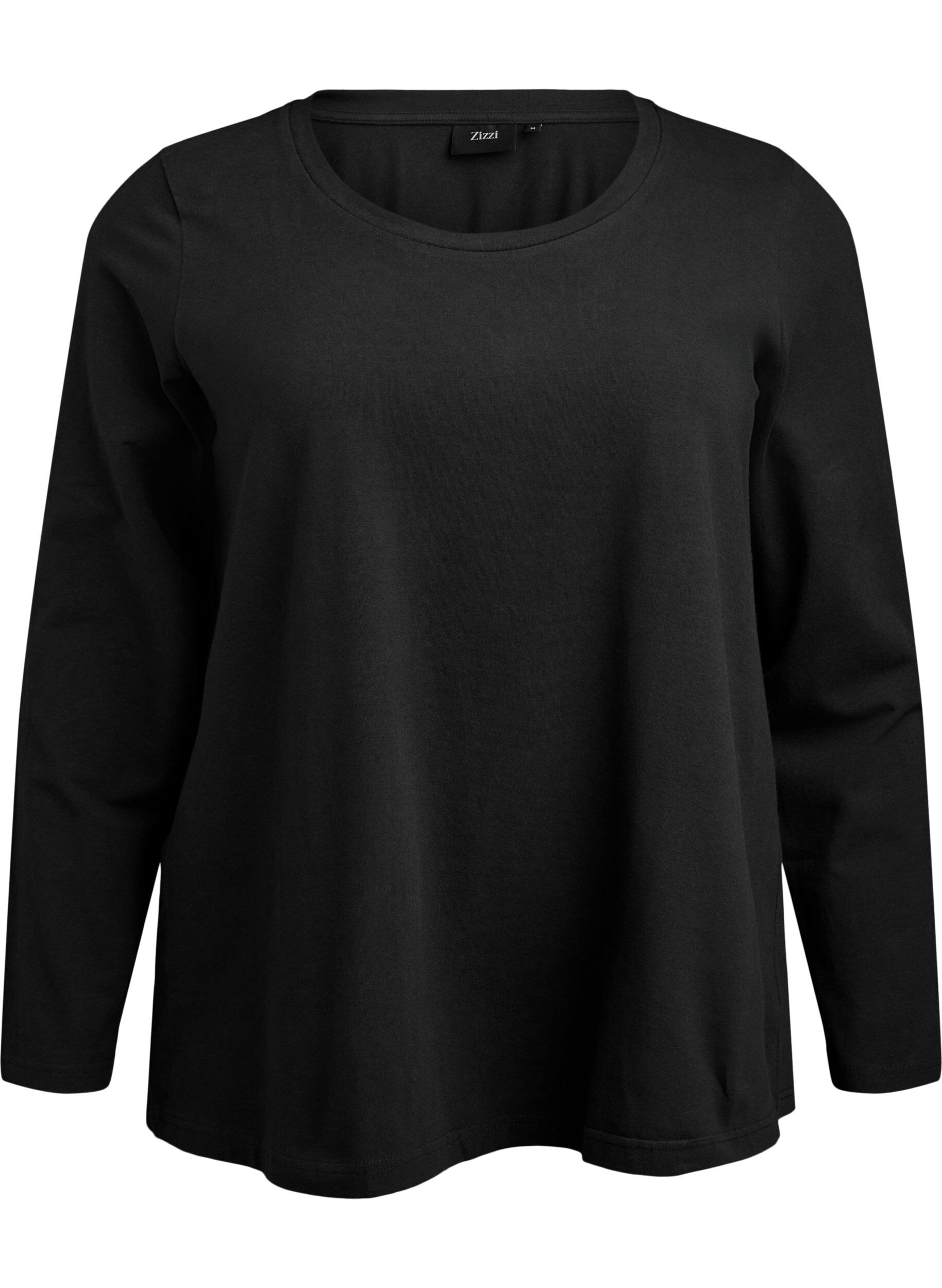 ZizziBlouse basique en jersey &agrave; manches longues, Noir, Packshot image number 0