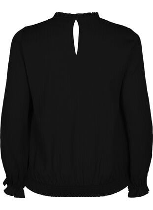 Smok blouse met ruches en textuur, Black, Packshot image number 1