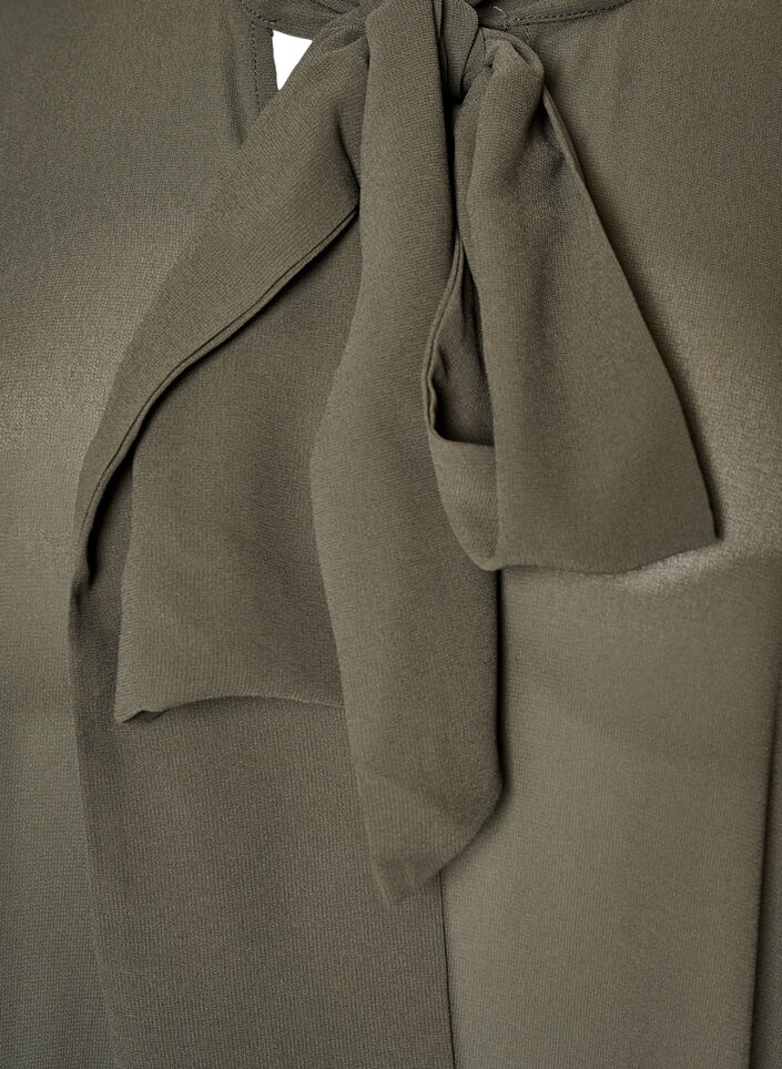 Blouse avec ruban &agrave; nouer et volants, Gris anthracite, Packshot image number 2