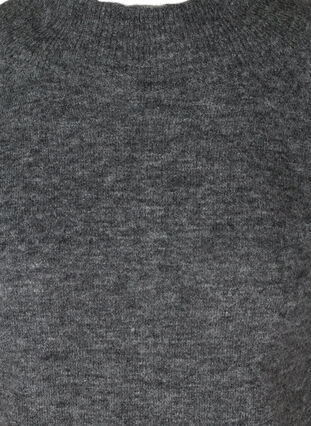 Gebreide top met geribbelde randen en ronde hals, Dark Grey Melange, Packshot image number 2