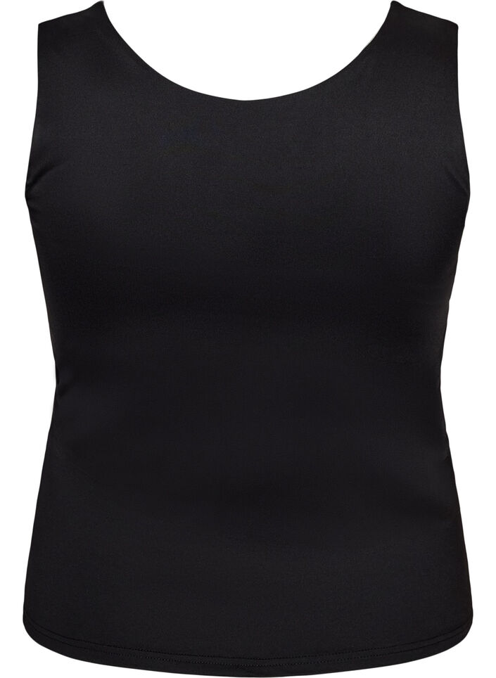 Nauwsluitende basic top van een gladde stof, Zwart, Packshot image number 1