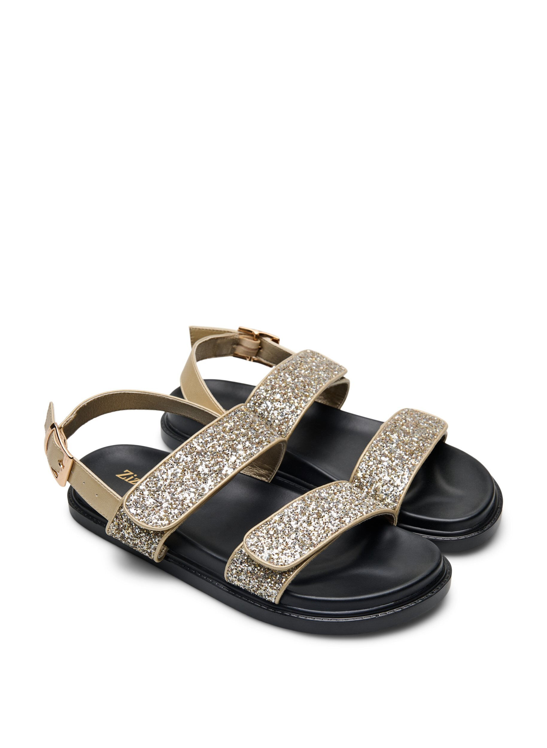 ZizziWide fit - Glitter sandaal met klittenbandsluiting, Goud, Packshot image number 1