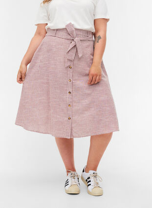 Jupe rayée avec poches en coton, Dry Rose Stripe, Model image number 2