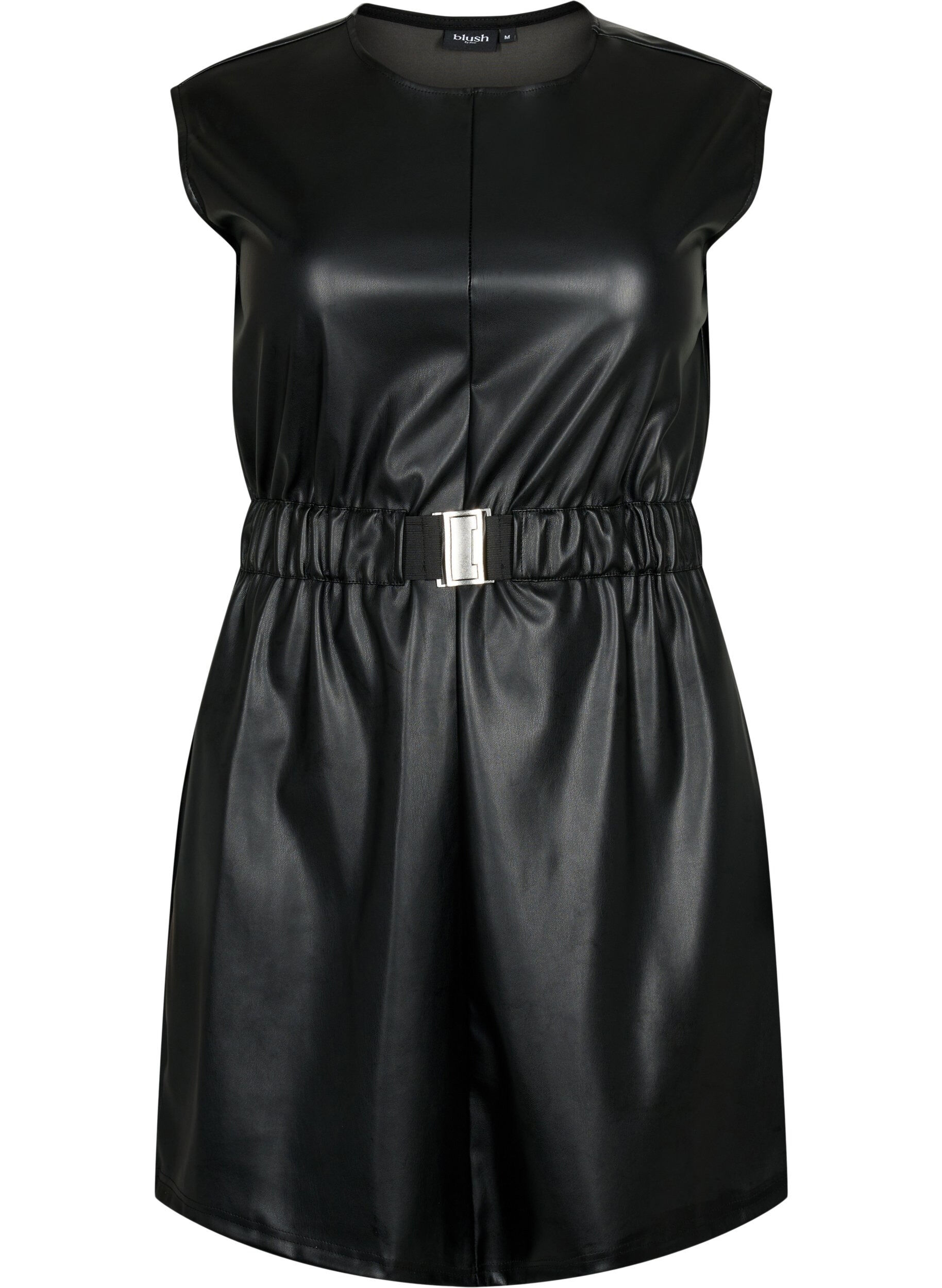 Zizzi Robe courte aspect cuir, Black, Packshot image number 0