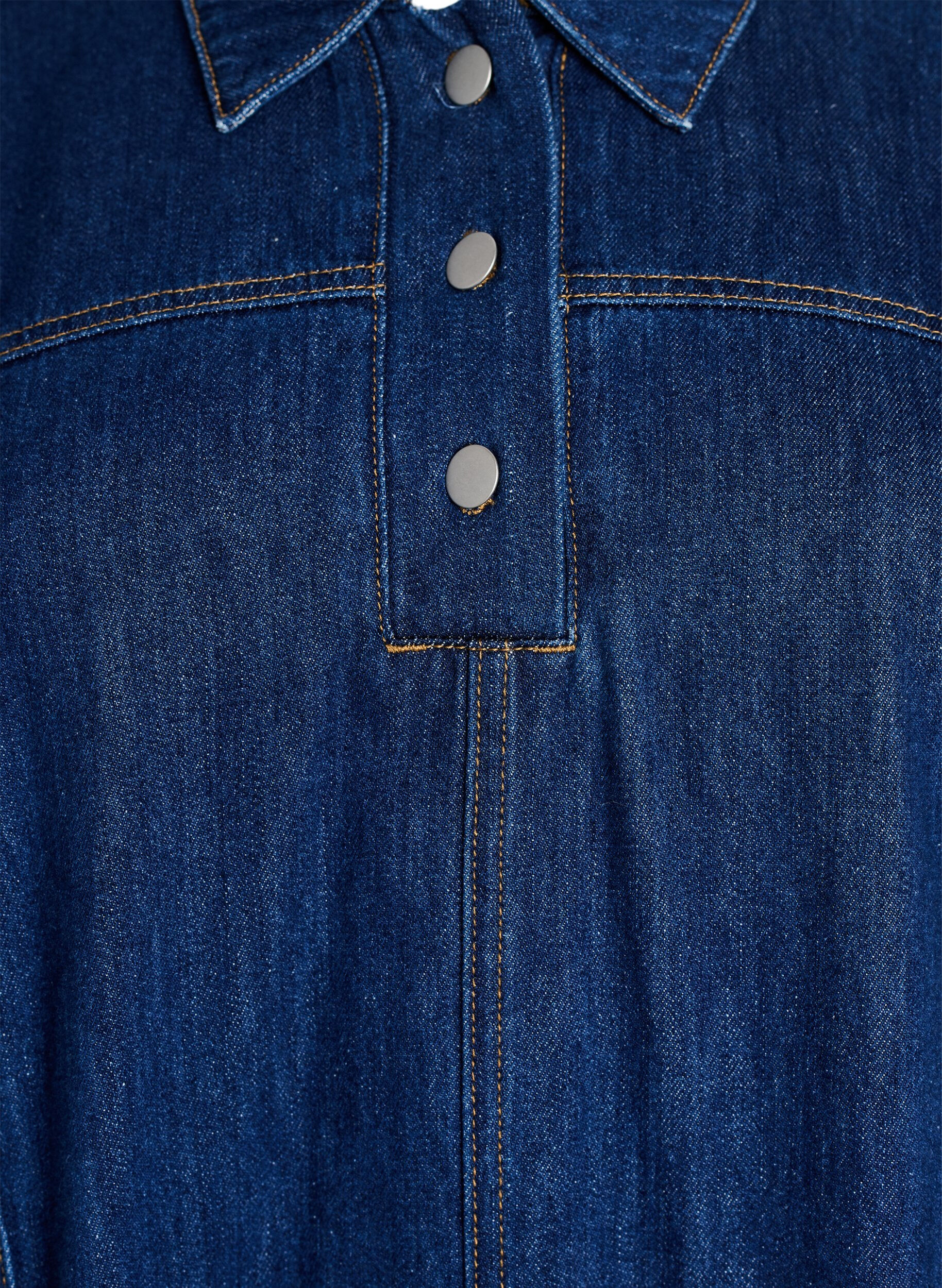 ZizziKorte denimjurk met kraag en knoopsluiting, Blauw, Packshot image number 2
