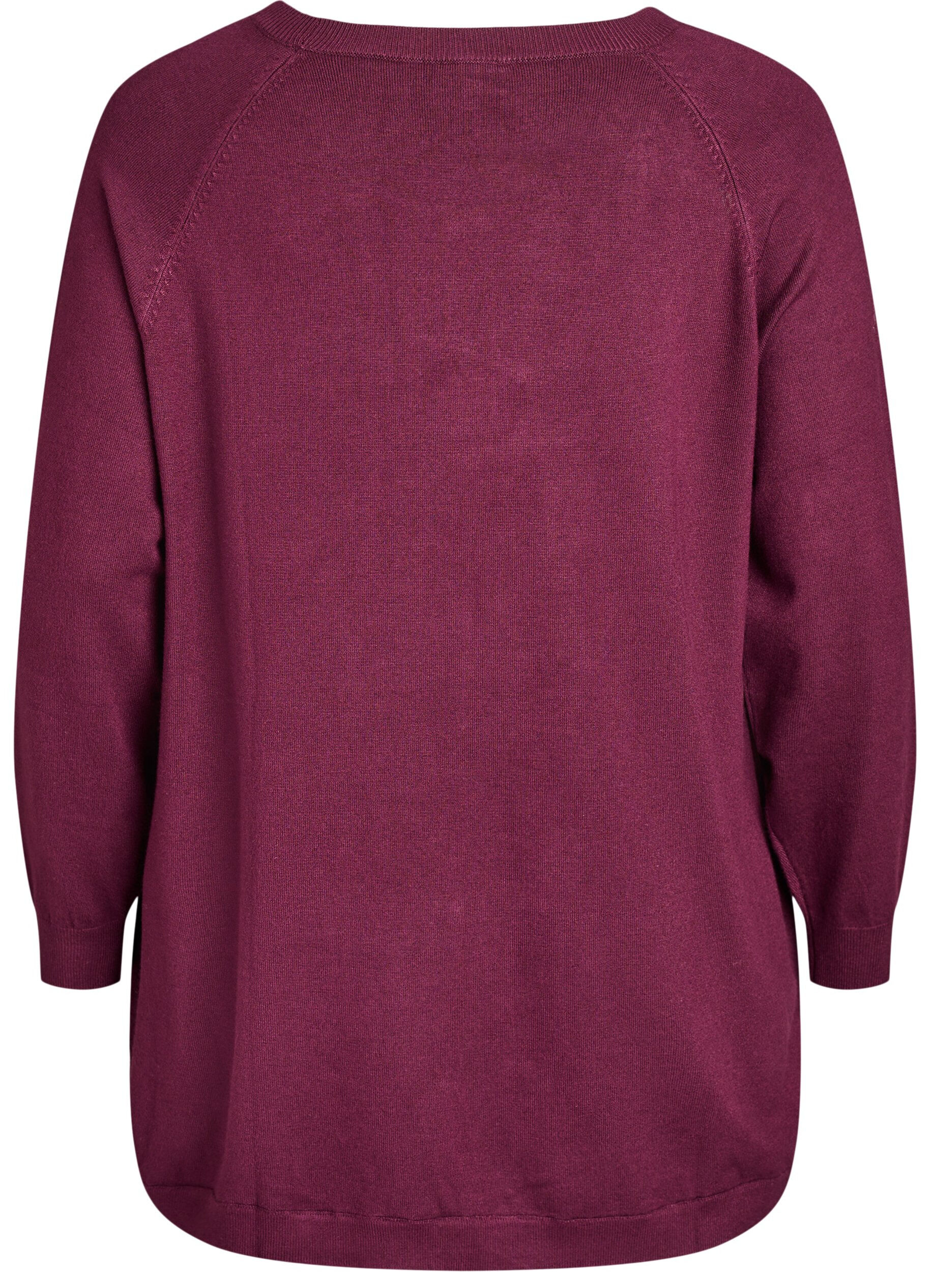 Zizzi Blouse en maille avec boutons sur le c&ocirc;t&eacute;, Bordeaux, Packshot image number 1