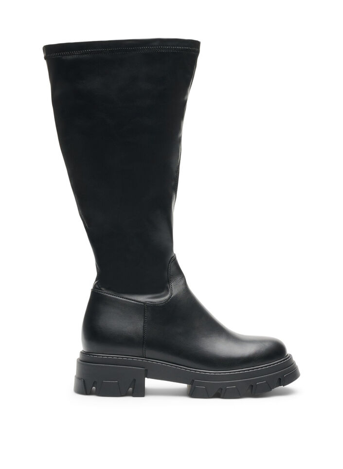 Botte haute en similicuir &agrave; semelle &eacute;paisse, Noir, Packshot image number 0