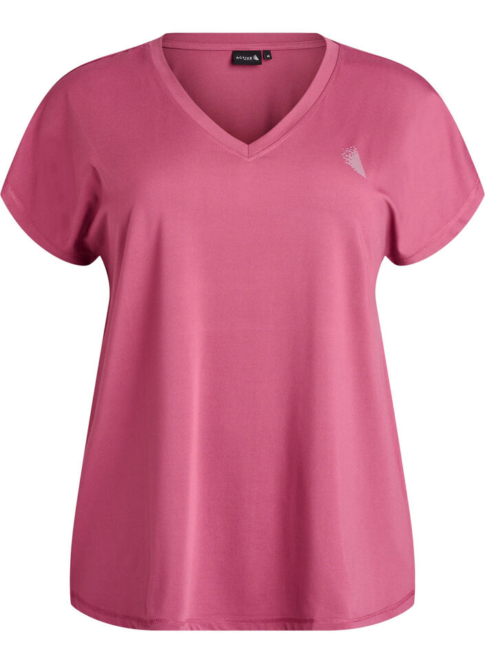 Losvallend sport T-shirt met V-hals, Rood, Packshot image number 0
