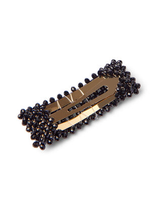 Pince à cheveux avec perles noires, Black, Packshot image number 1