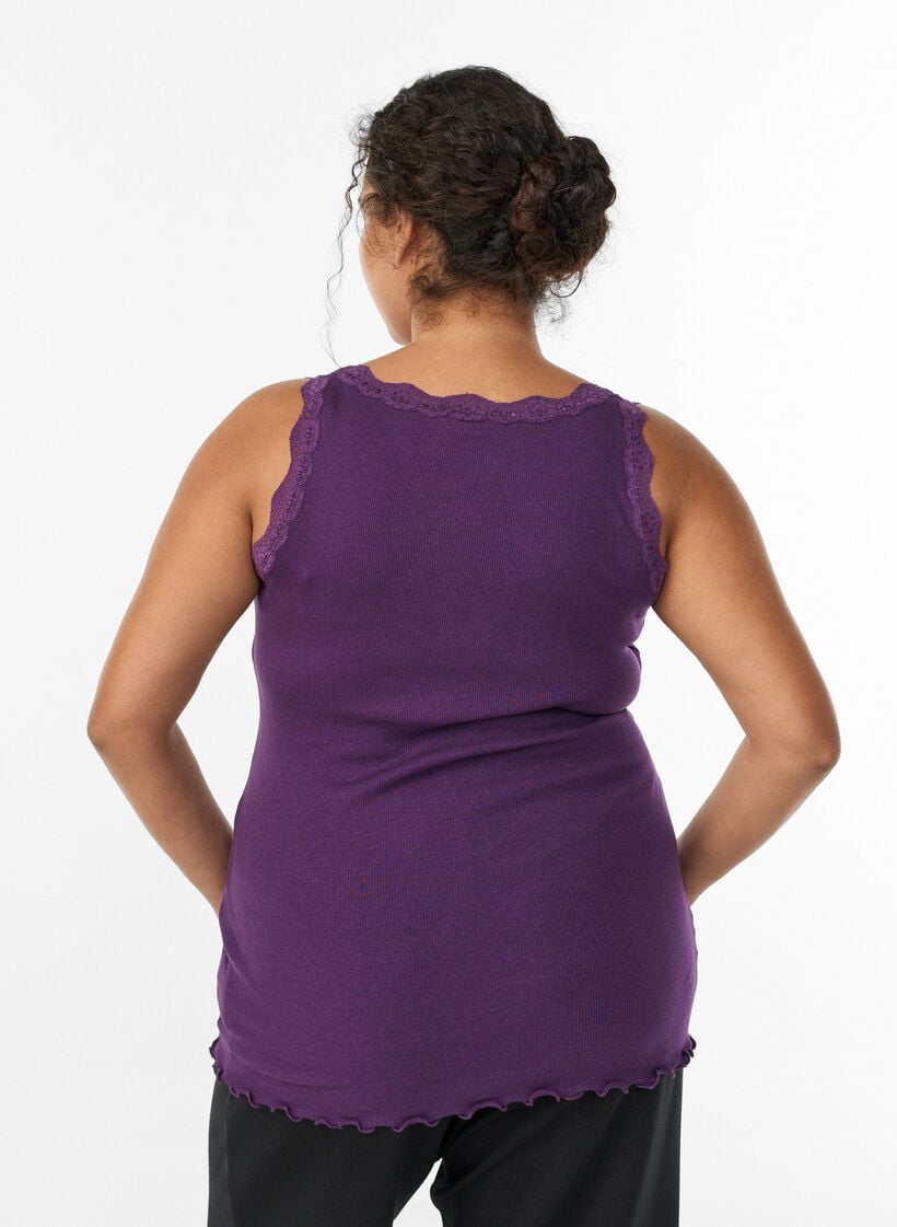Top met kanten afwerking, Paars, Model image number 2