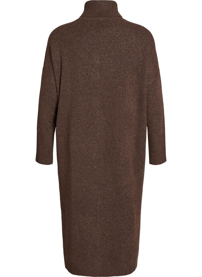 Robe pull avec col roul&eacute; et fentes, Marron, Packshot image number 1
