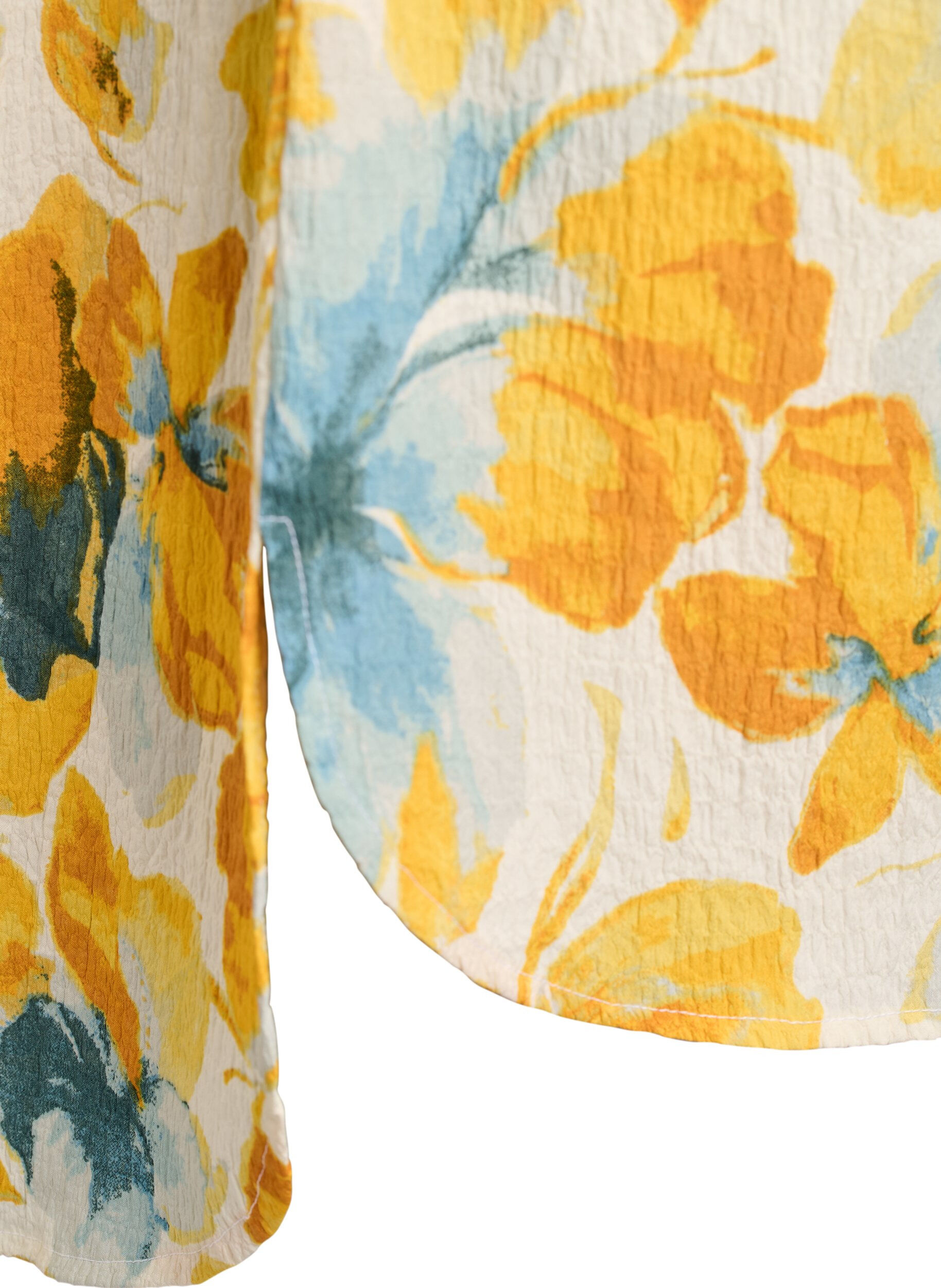 ZizziKorte jurk met een gekreukte textuur en korte mouwen, Geel, Packshot image number 3