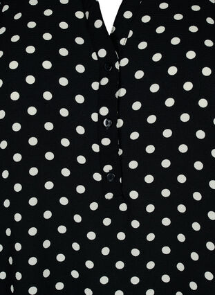 Blouse met korte mouwen en v-halslijn, Black w. Dots, Packshot image number 2