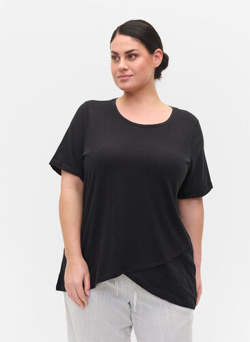 T-shirt en coton à manches courtes, Black, Model image number 0