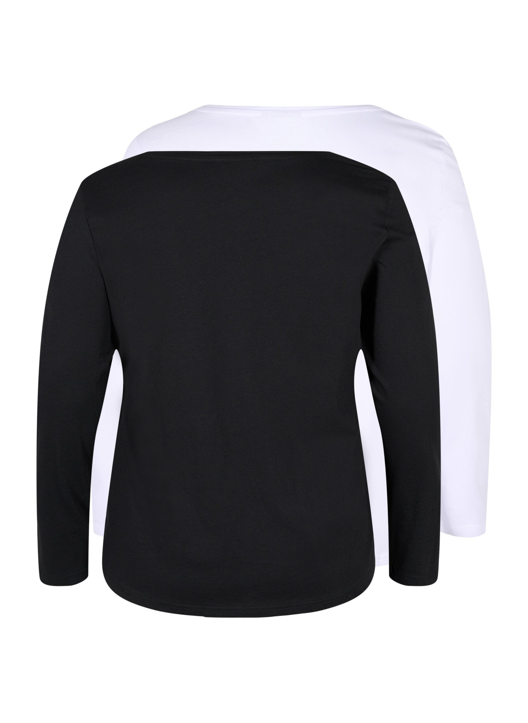 ZizziSet van 2 basic tops in katoen , Black/Bright W, Packshot image number 1